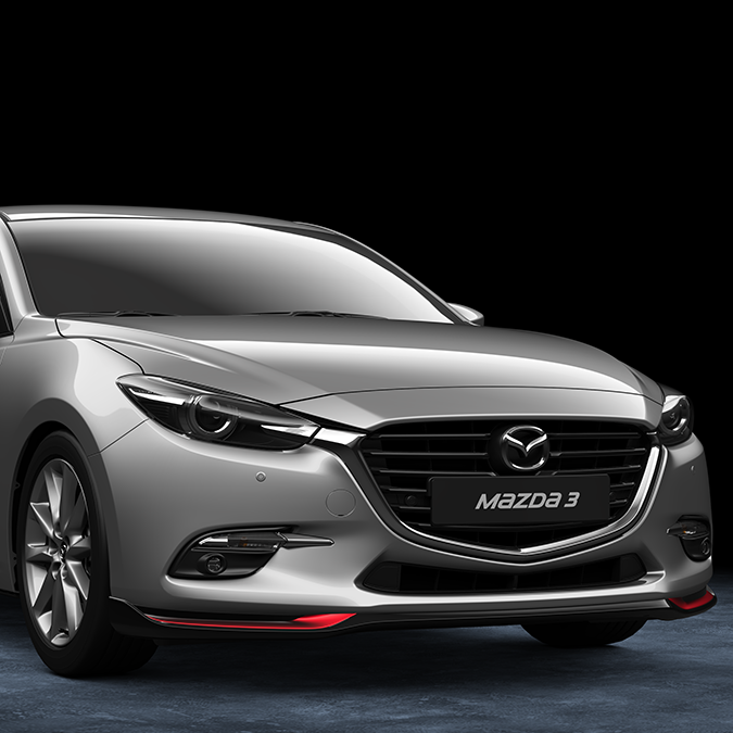 Genuine Mazda 3 2016> Front Airdam Skirt in Jet Black & Red.