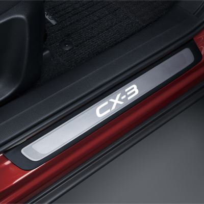 Genuine Mazda CX-3 2018> Illuminated Scuff Plates Silver with Black Frame