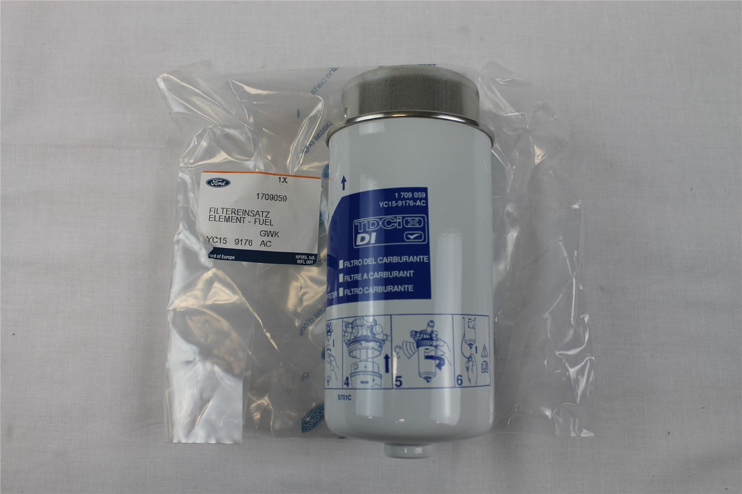 GENUINE FORD TRANSIT 2.2 2.4 (79.5mm) TDCi FUEL FILTER (04.06 >) 1709060