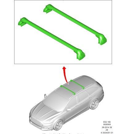 Genuine Ford Mondeo Estate (09/2014>) Chrome Roof Bars / Roof Rack (1852593)