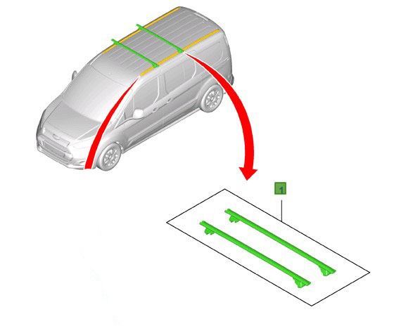 Genuine Ford Transit Connect (09/13>) Roof Bars / Roof Rack With Roof Rails