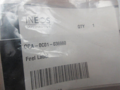 Genuine Ineos Grenadier 2023 FUEL LABEL