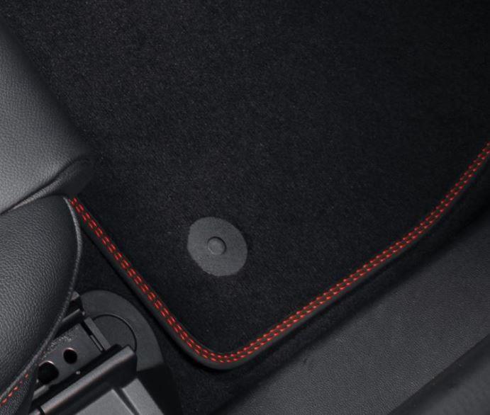 Genuine Ford Fiesta 2017> Full set of Carpet Mats in Black with Red Stitching