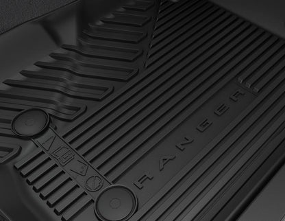 Genuine Ford Ranger Wildtrack 2022> Rubber Floor Mats Front And Rear, Black, Logo 2587126