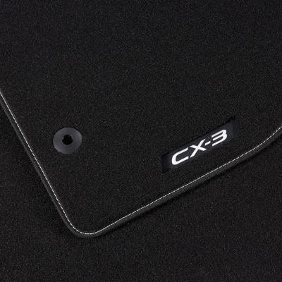 Genuine Mazda CX-3 2018> Black Luxury Floor Mats With White Stitching DD1WV0320