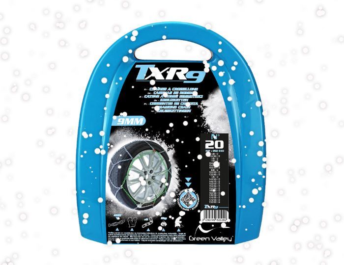 Green Valley TXR9 Winter 9mm Snow Chains - Car Tyre for 14" Wheels 205/65-14