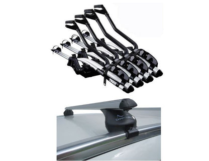 Aluminium Bars - Roof Rack- Rail Bars 4 x Thule 598 Bike Carrier Volvo V60 2010-