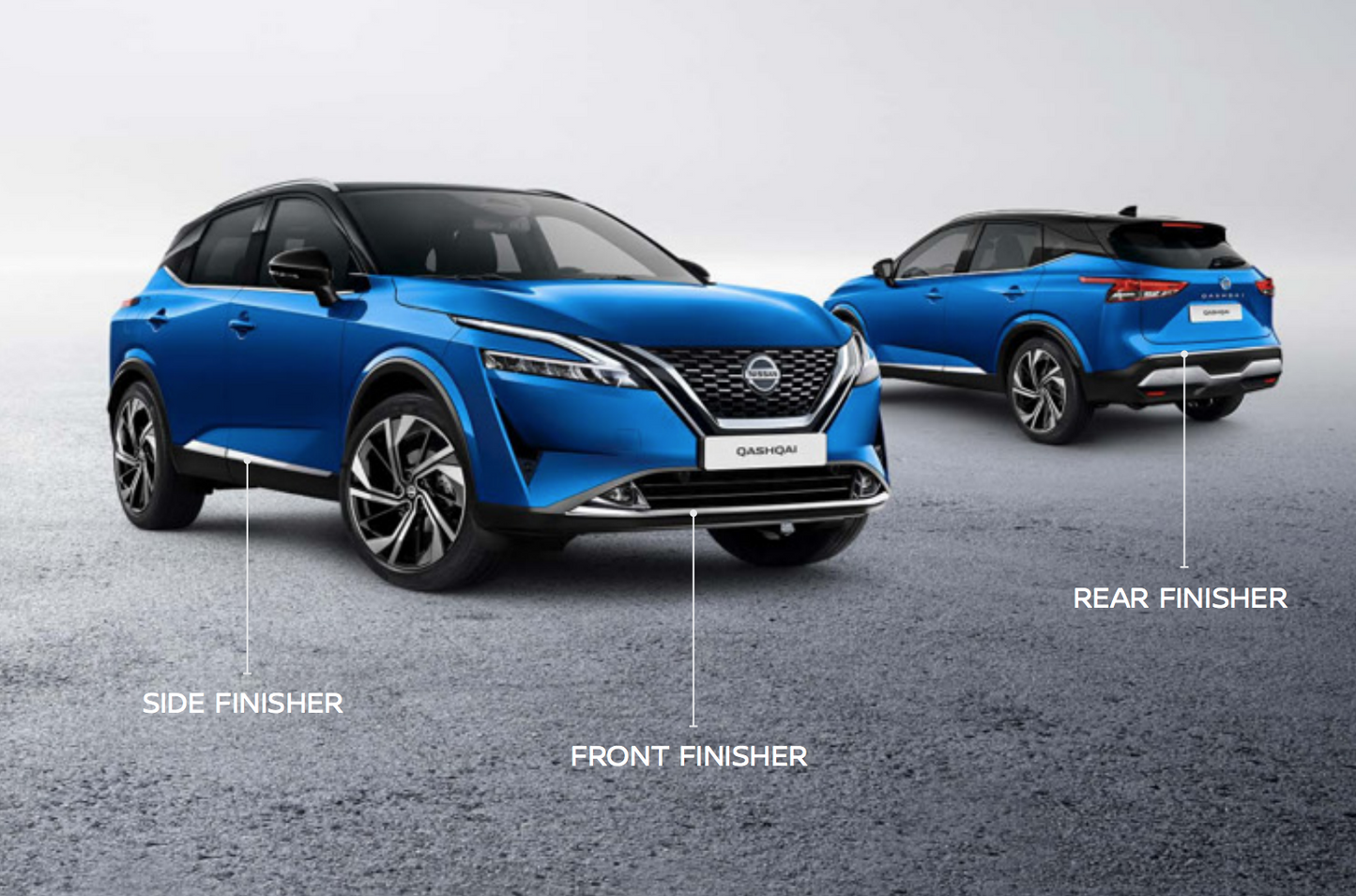 Genuine New Nissan Qashqai 2021> Elegance Pack Chrome Front Side & Rear Finisher