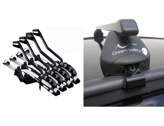 Square Steel Bars- Roof Rack- Rail Bars 4 x Thule 598 Bike Carrier Ford Mondeo IV SW 2014-