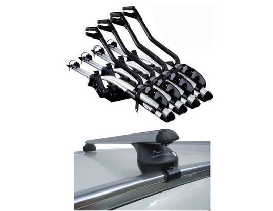 Aluminium Bars - Roof Rack- Rail Bars 4 x Thule 598 Bike Carrier Audi A4 Avant 2015-