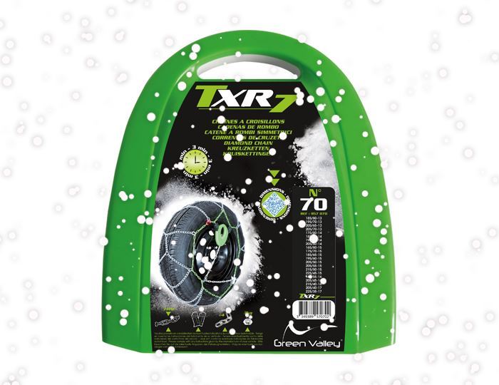 Green Valley TXR7 Winter 7mm Snow Chains - Car Tyre for 16" Wheels 215/70-16