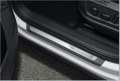 Genuine Skoda Kodiaq 2017 > Decorative Door Sill Covers - Black/Silver 565071303