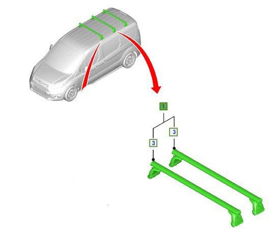 Genuine Ford Transit Connect (09/13>) Roof Bars x2 / Roof Rack (1893357)