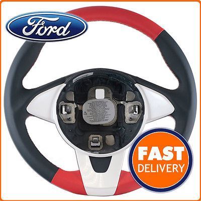 Genuine Ford KA Leather Steering Wheel  Red / Syracuse W/O Controls 1573514